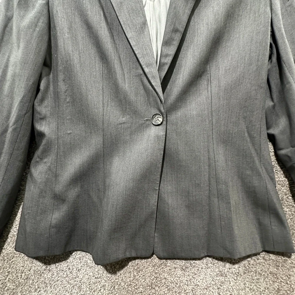 Ann Taylor Blazer Jacket Women 6 Gray Single Button Business Career Notch‎ Lapel - Picture 7 of 11